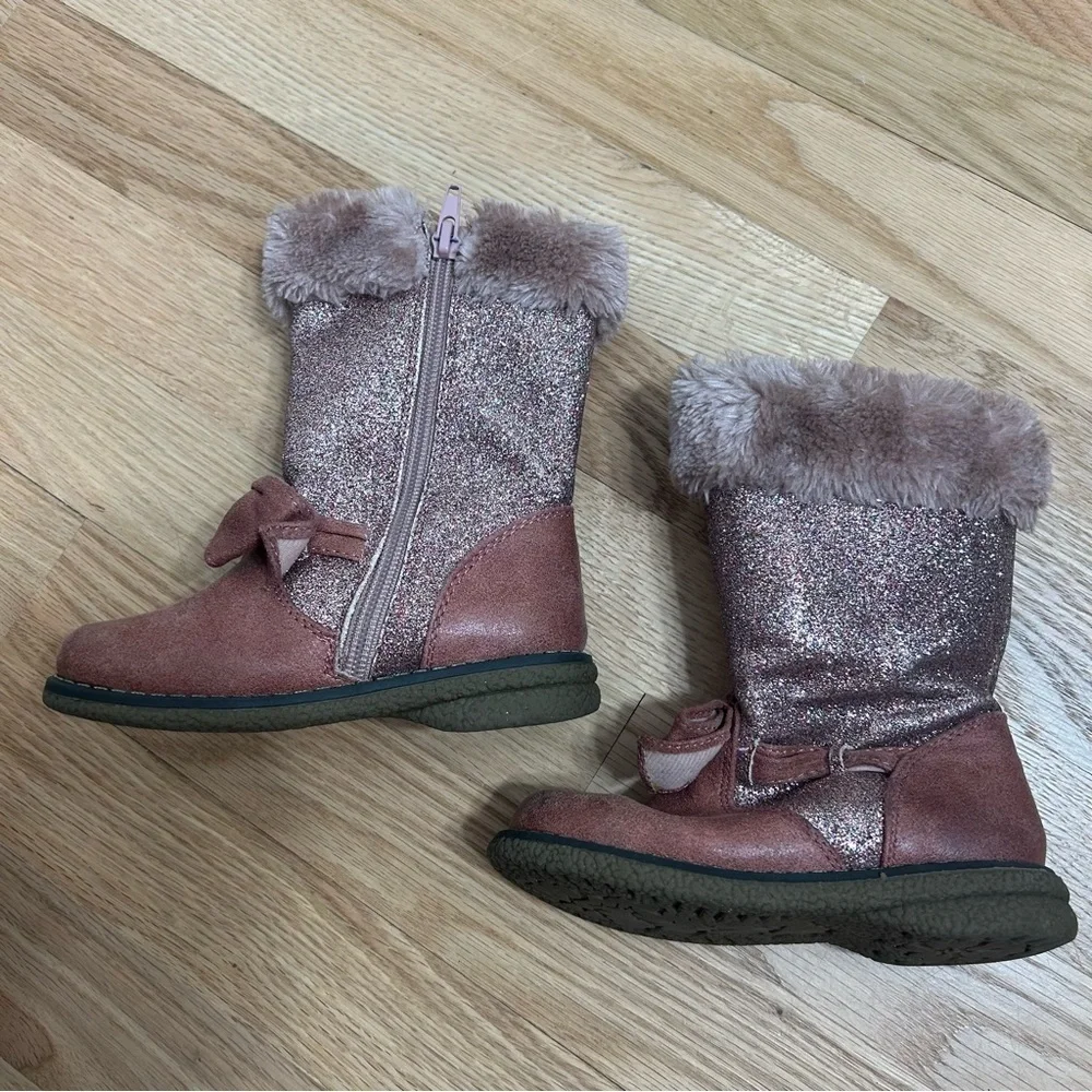 Rachel Pink Faux Fur Tall Boots Sz 8 Girls Toddler Zipper Closure